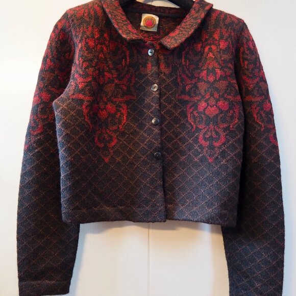 100% Alpaca Cropped Sweater Handloomed Millma Bolivia Women's Size Small - Picture 2 of 6